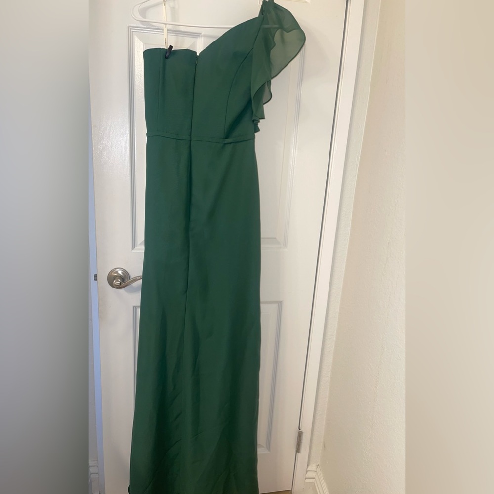 Cocomeledy, one shoulder, hunter green dress. Sz 10, UK12